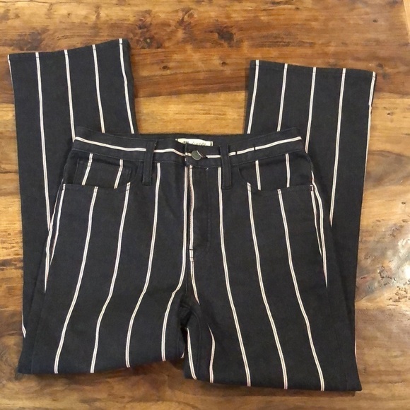 Madewell Cali Demi Boot Striped Cropped Jeans 26 - Picture 7 of 13